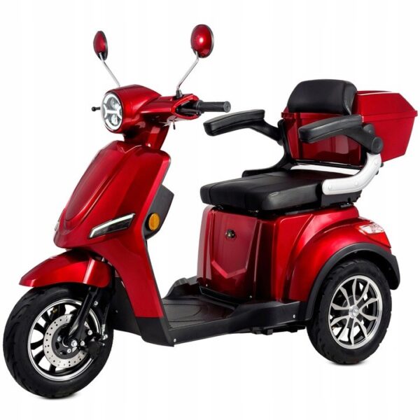 NWALIDZKI-SKUTER-ELEKTRYCZNY-POJAZD-DLA-SENIORA-WOZEK-TROJKOLOWY-MOCNY-Kolor-czerwony